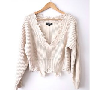 HERA Collection Distressed Cream Sweater